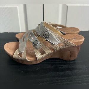 Romika Sandals Nevis Wedge Metallic Silver Tan sandals EU 38